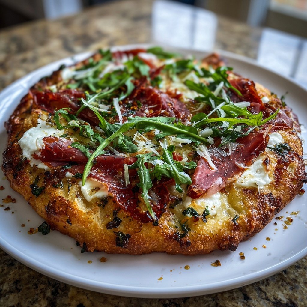 Pizza mit Prosciutto und Rucola