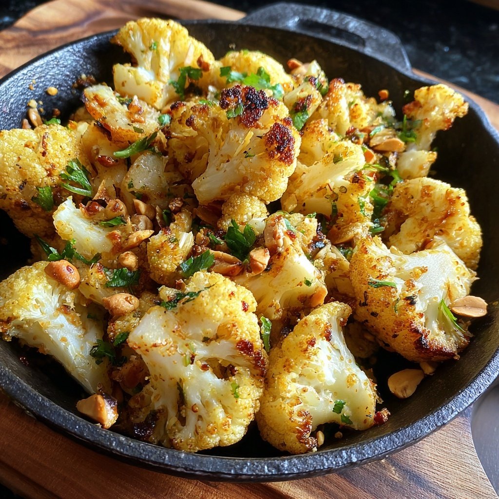 Blumenkohlpfanne mit Erdnüssen