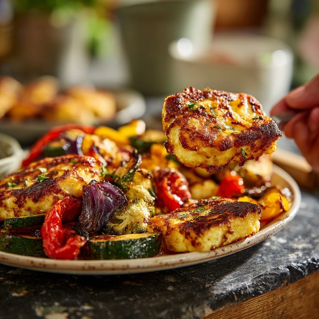 Gegrillter Halloumi Mit Gemüse