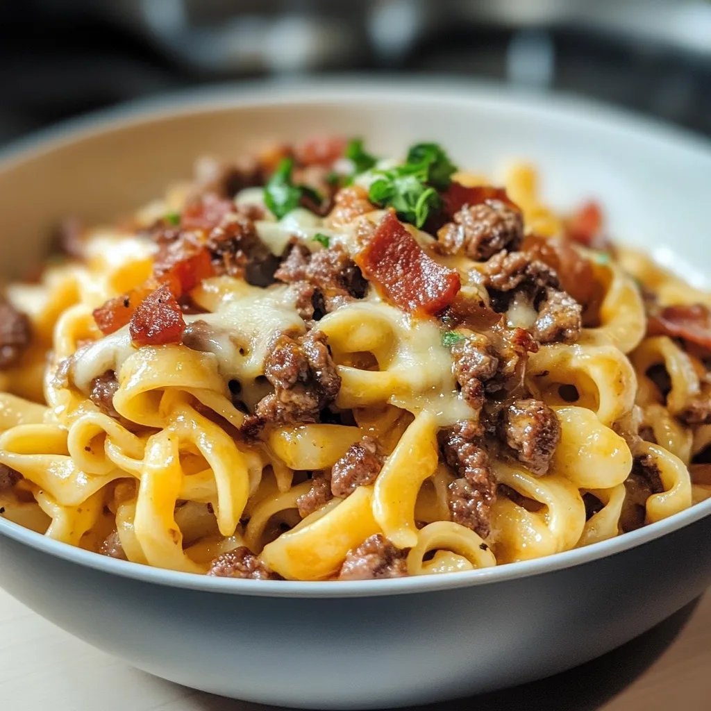 Pasta mit Speck und Cheeseburger