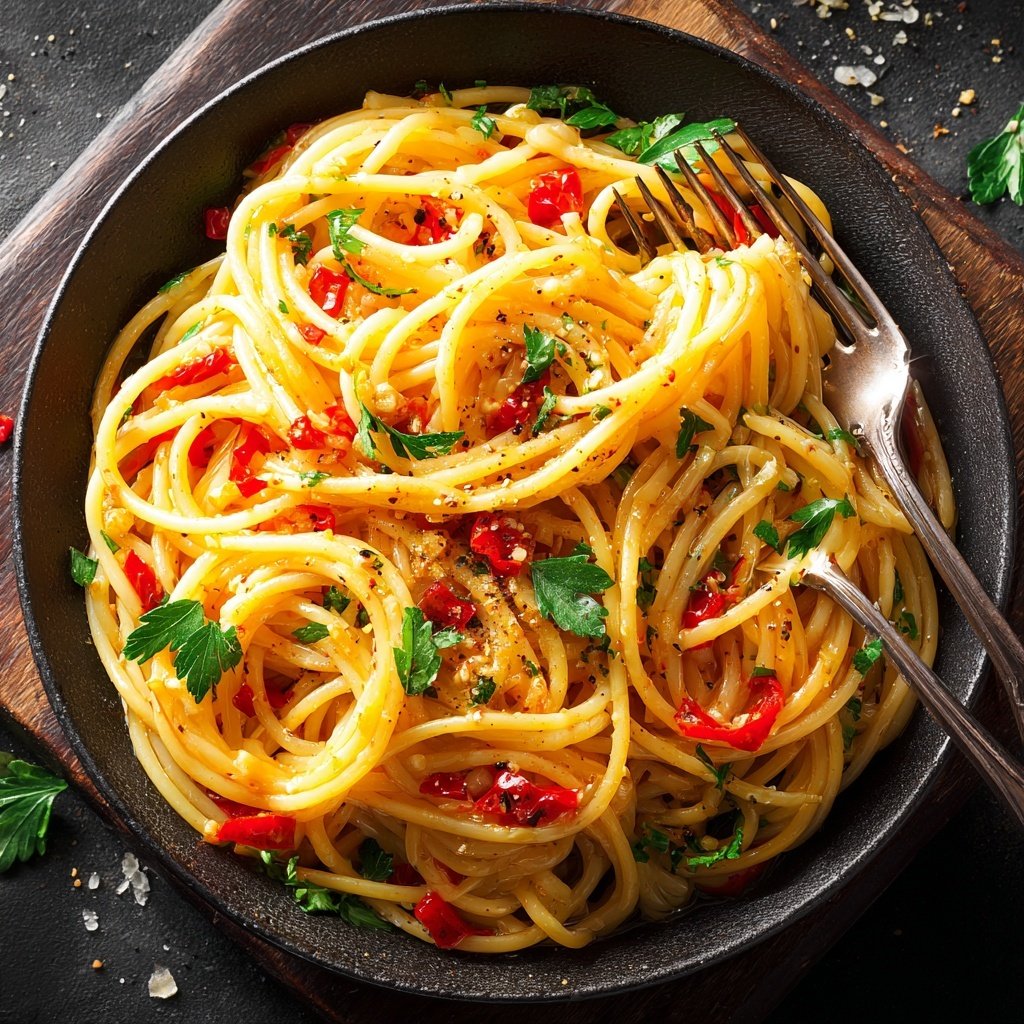 Spaghetti mit Chili und Knoblauchöl