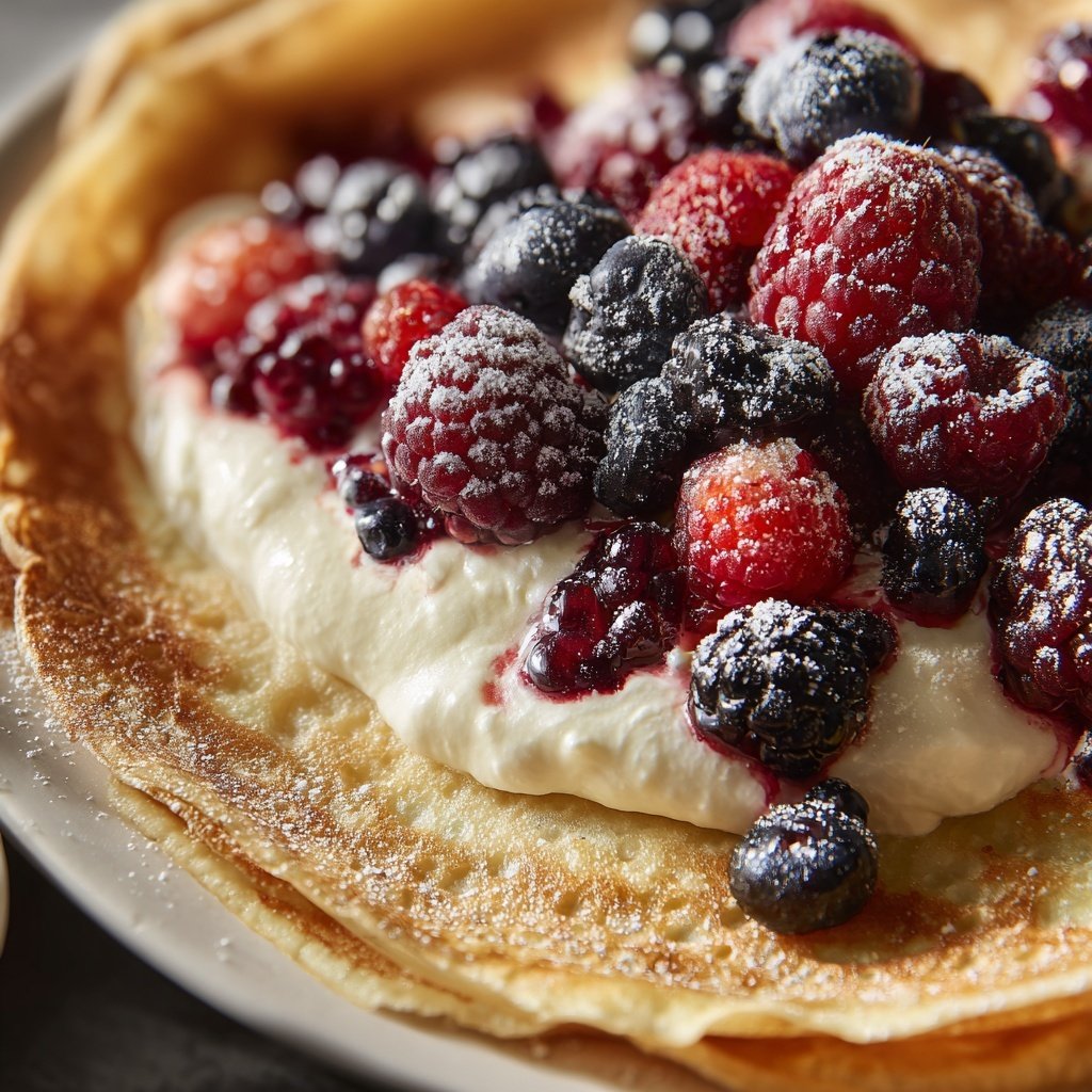 Pfannkuchen mit Quark und Beeren