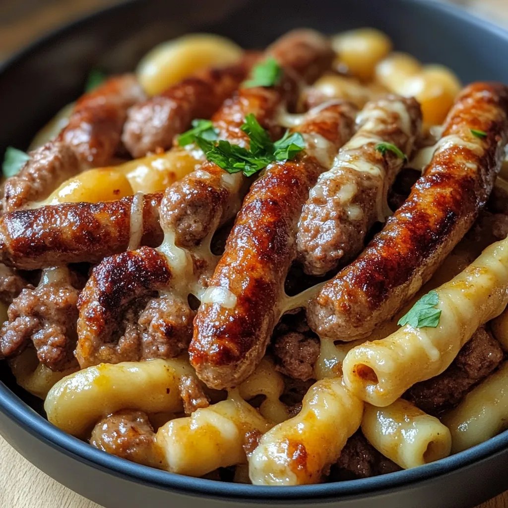 Geräucherte Wurst mit Reis