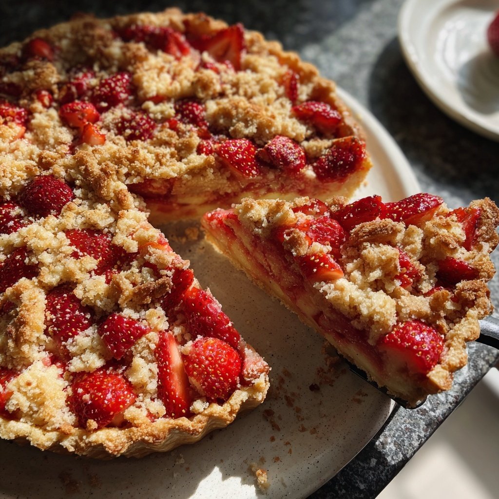 Erdbeerkuchen Mit Mandel Streuseln