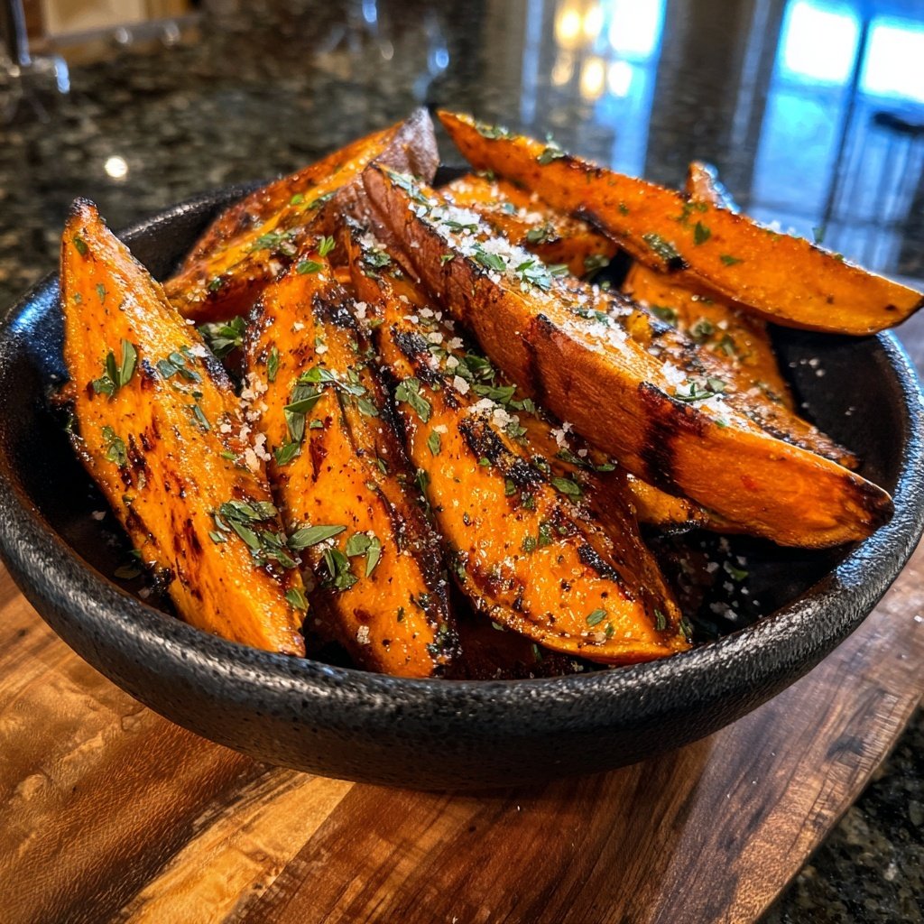 Gegrillte Süßkartoffeln Spalten