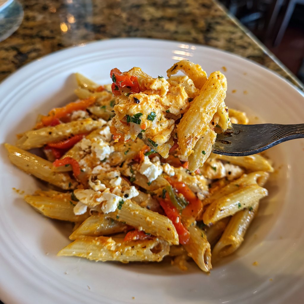 Penne mit Paprika und Feta