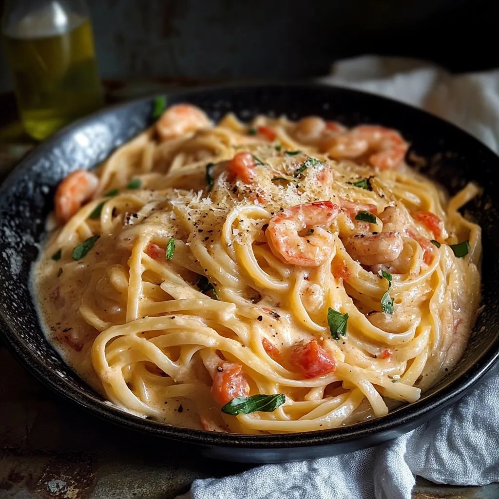 Garnelen-Fettuccine aus einer Pfanne